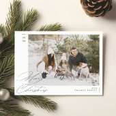 Minimalistische groene moderne familie vrolijk ker feestdagenkaart