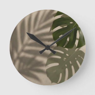 Minimalistische Groene Monstera Blad Tropische Sch Ronde Klok