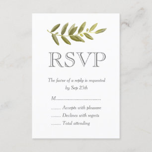 Minimalistische Groene Olijfblad Bruiloft RSVP Kaa