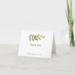 Minimalistische groene olijftak dank u Kaarten