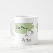 Minimalistische Groene Penseel Aangepaste Naam Cat Koffiemok (Voorkant links)