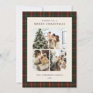 Minimalistische groene ruit Kerst foto collage Feestdagenkaart