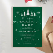 Minimalistische groene Santa Baby shower-uitnodigi Kaart
