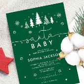 Minimalistische groene Santa Baby shower-uitnodigi Kaart