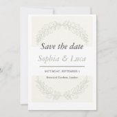 Minimalistische groene Save the Date kaart (Voorkant)