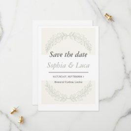 Minimalistische groene Save the Date kaart