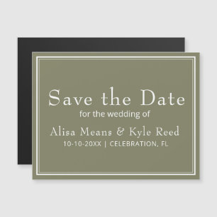Minimalistische groene 'Save the Date'-magneet