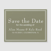 Minimalistische groene 'Save the Date'-magneet (Voorkant)