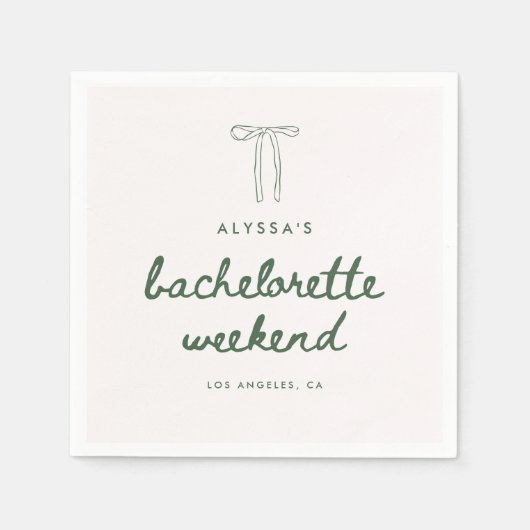 Minimalistische Groene Script Coquette Bachelorett Servet (Voorkant)