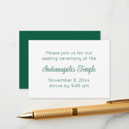 Minimalistische groene script tempel verzegeling u informatiekaartje