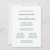 Minimalistische groene Spaans-Engels twee receptie Kaart (Voorkant)