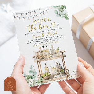 Minimalistische groene 'Stock the Bar' koppel brui Kaart