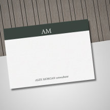 Minimalistische groene streep witte monogram zaken
