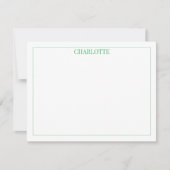 Minimalistische groene strepen Classic Chic Modern Notitiekaartje (Voorkant)