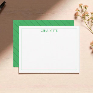 Minimalistische groene strepen Classic Chic Modern Notitiekaartje
