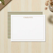 Minimalistische groene strepen Classic Chic Modern Notitiekaartje