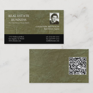 Minimalistische groene stucwerk aangepaste logo QR Visitekaartje