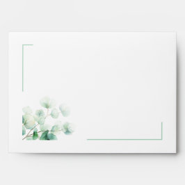 Minimalistische Groene Subtiele Waterverf Bladeren Envelop