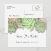 Minimalistische groene succulent Save The Date-bri Aankondigingskaart (Voorkant / Achterkant)