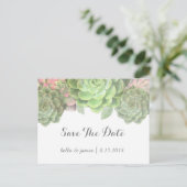 Minimalistische groene succulent Save The Date-bri Aankondigingskaart (Staand voorkant)