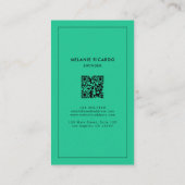 Minimalistische Groene Tosca Stripes QR Code Bakke Visitekaartje (Achterkant)