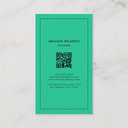 Minimalistische Groene Tosca Stripes QR Code Bakke Visitekaartje (Achterkant)