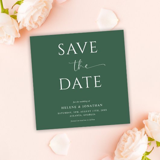Minimalistische groene typografie Moderne elegante Save The Date