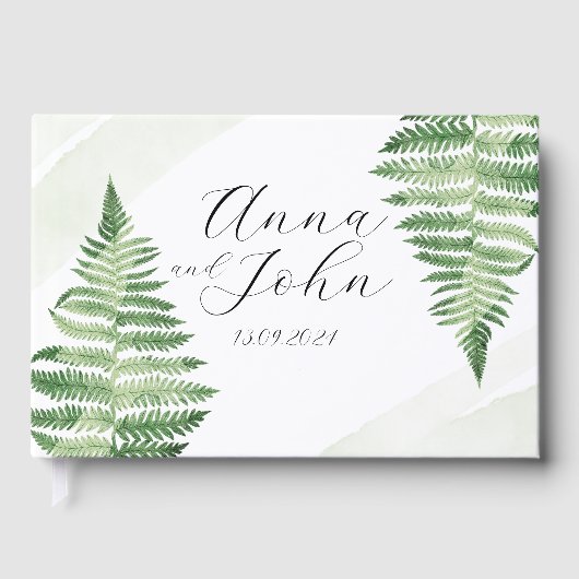 Minimalistische groene varen gastenboek (Voorkant)