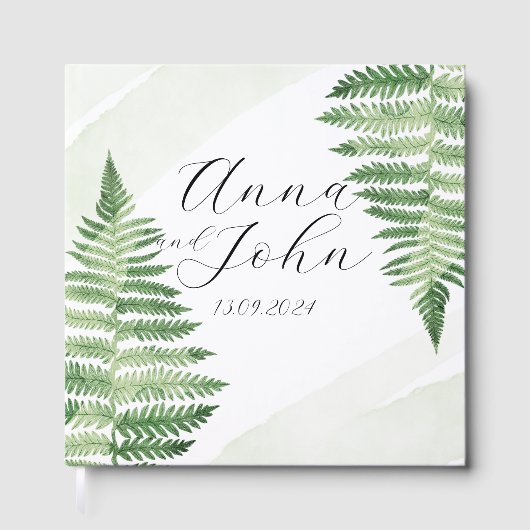 Minimalistische groene varen gastenboek (Voorkant)