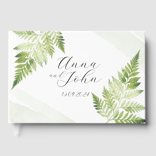 Minimalistische groene varen gastenboek (Voorkant)