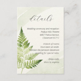 Minimalistische groene varen informatiekaartje