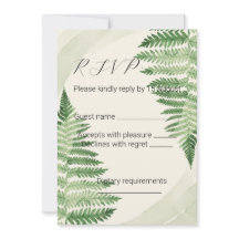 Minimalistische groene varen trouw RSVP kaart