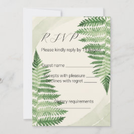 Minimalistische groene varen trouw RSVP kaart