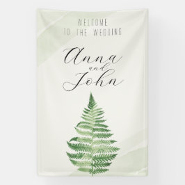 Minimalistische groene varen trouwbord spandoek