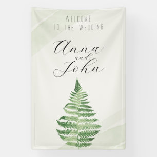 Minimalistische groene varen trouwbord spandoek