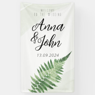 Minimalistische groene varen trouwbord spandoek
