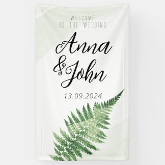 Minimalistische groene varen trouwbord spandoek
