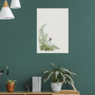 Minimalistische groene varenblad botanische lijnku poster