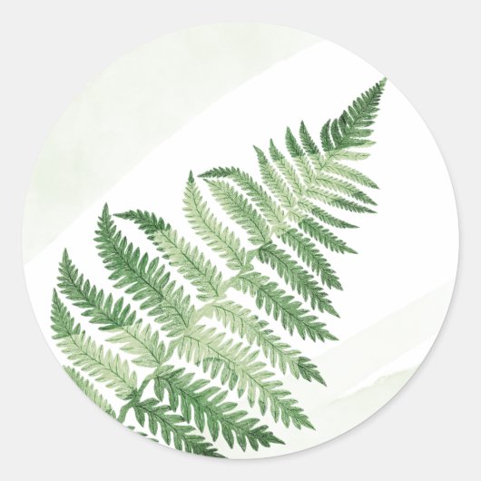 Minimalistische Groene Varens Bruiloft Ronde Sticker (Voorkant)