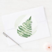 Minimalistische Groene Varens Bruiloft Ronde Sticker (Envelop)