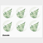 Minimalistische Groene Varens Bruiloft Ronde Sticker (Vel)