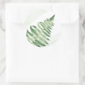 Minimalistische Groene Varens Bruiloft Ronde Sticker (Tas)