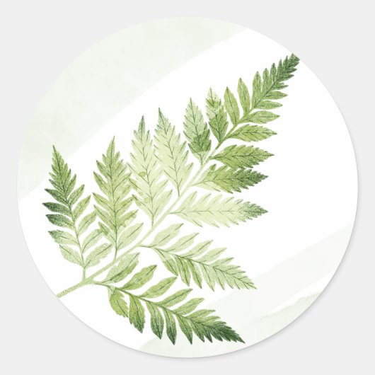 Minimalistische groene varens bruiloft ronde sticker (Voorkant)