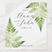 Minimalistische Groene Varens Wijn Etiket (Enkel label)