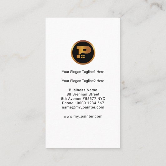 Minimalistische Groene Verfpenseel Witte Startverf Visitekaartje (Achterkant)