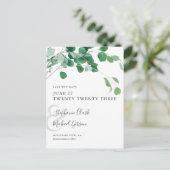 Minimalistische Groene Verlaten sparen de Datum Briefkaart (Staand voorkant)