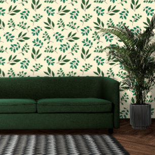 Minimalistische groene Waterverf bladtextuur Behang