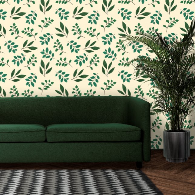 Minimalistische groene Waterverf bladtextuur Behang (Creator heeft geüpload)