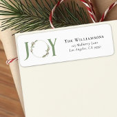Minimalistische groene Waterverf krans Joy Christm Etiket