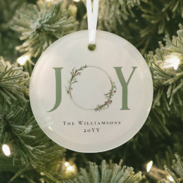 Minimalistische groene Waterverf krans Joy Christm Glas Ornament